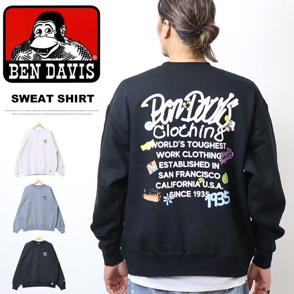 BEN DAVIS ベンデイビス GRATEFUL クルーネックスウェット 裏起毛 バックプリント ...