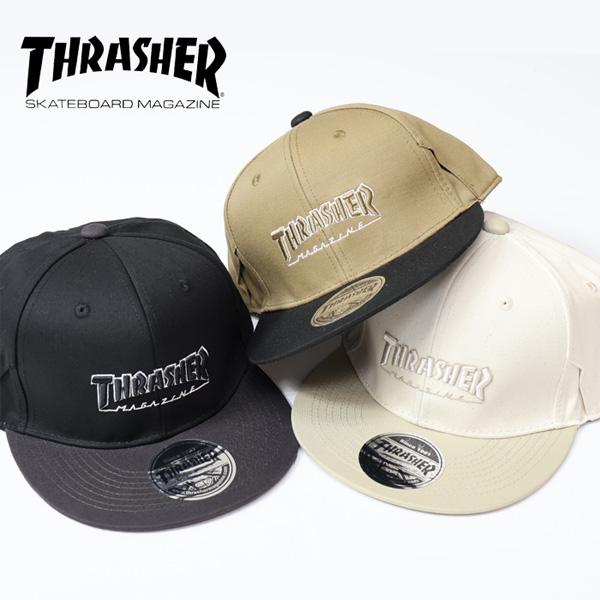 THRASHER スラッシャー ロゴ刺繍 キャップ サングラスホルダー 帽子 フラットバイザー メン...