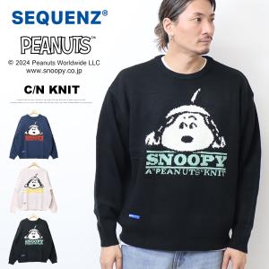 SEQUENZ スヌーピー ジャガード セーター ニット クルーネック メンズ