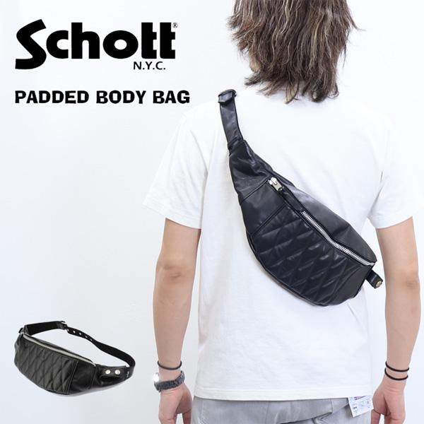 Schott パデッド レザー ボディバッグ 送料無料 3109023 782-3976006 ショ...