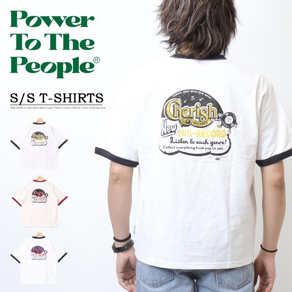 POWER TO THE PEOPLE パワートゥザピープル レコード プリント 刺繍 半袖Tシャツ...