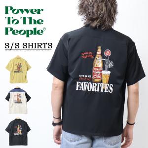 POWER TO THE PEOPLE パワートゥザピープル ビール刺繍 半袖シャツ 開襟シャツ オープンカラーシャツ メンズ 送料無料 4501007｜rexone