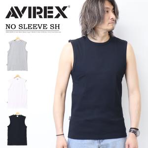 AVIREX アヴィレックス ストレッチリブ素材 ノースリーブ シャツ メンズ テレコ素材 無地 アビレックス 783-4935001｜REX ONE