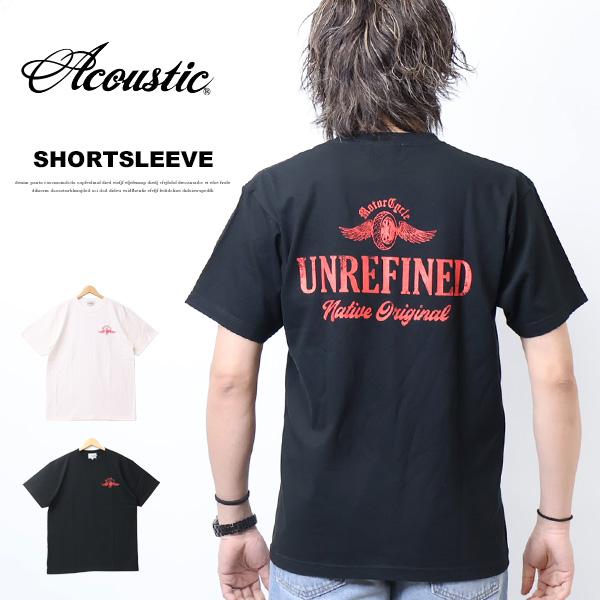 ACOUSTIC アコースティック プリント 半袖Tシャツ ウィング ホイール 半T メンズ AC2...
