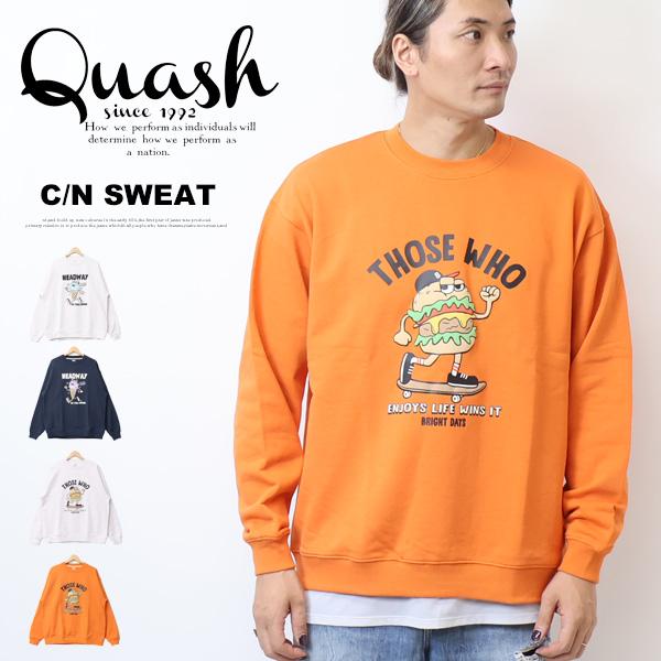 Quash クアッシュ ヘビー裏毛 フード発砲プリント スウェットシャツ トレーナー メンズ Q24...