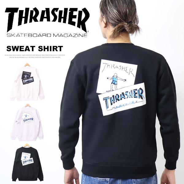 THRASHER スラッシャー マークゴンザレス プリント スウェットシャツ 裏起毛 トレーナー メ...
