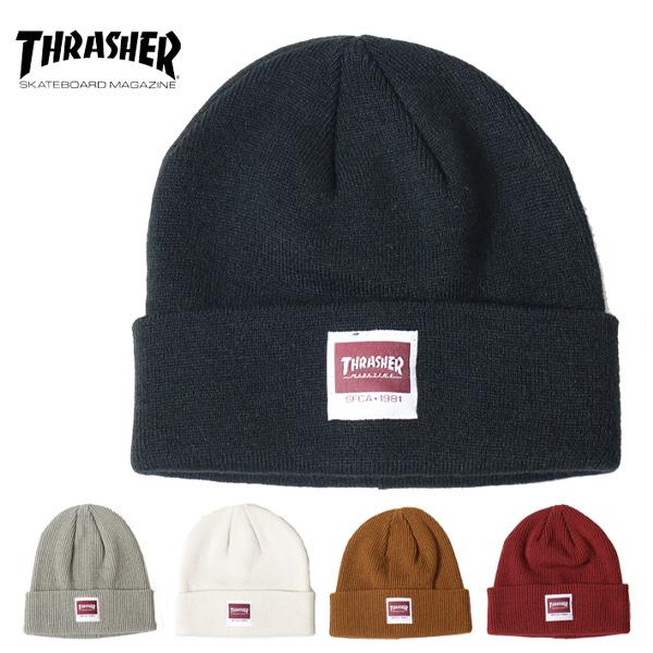 THRASHER スラッシャー ロゴ ダブルビーニー ニットキャップ ニット帽 帽子 ダブルワッチ ...