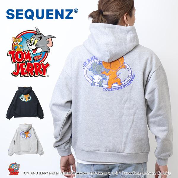 SEQUENZ トムとジェリー ジェリー タフィー サガラ刺繍 スウェットパーカー 裏起毛 プルパー...