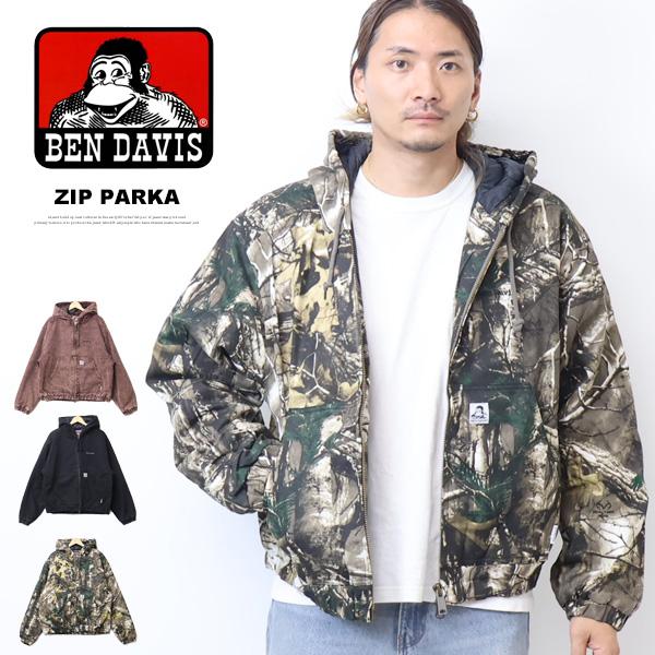 BEN DAVIS ベンデイビス ダック素材 中綿 ジップパーカー メンズ ビッグシルエット アウタ...