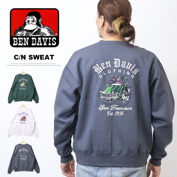 BEN DAVIS ベンデイビス LOWRIDE刺繍 クルーネックスウェット 裏起毛 トレーナー メ...