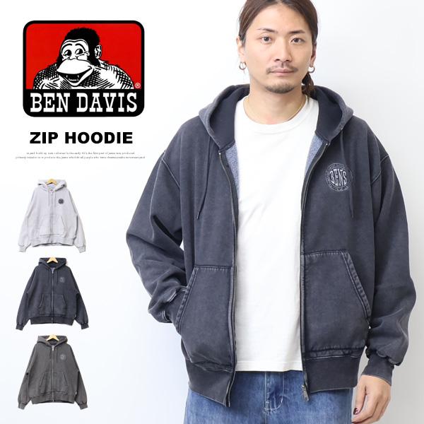 BEN DAVIS ベンデイビス ヴィンテージ加工 スウェットジップパーカー 裏起毛 メンズ ビッグ...