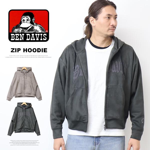 BEN DAVIS ベンデイビス フェイクスウェード ジップパーカー ショート丈 短丈 メンズ フル...