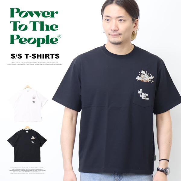 POWER TO THE PEOPLE パワートゥザピープル ポップコーンオバケ刺繍 胸ポケット 半...