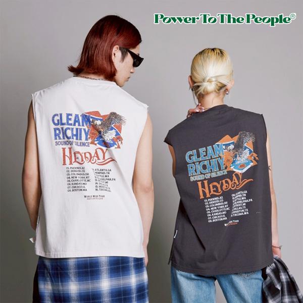 POWER TO THE PEOPLE パワートゥザピープル イーグルプリント ノースリーブTシャツ...