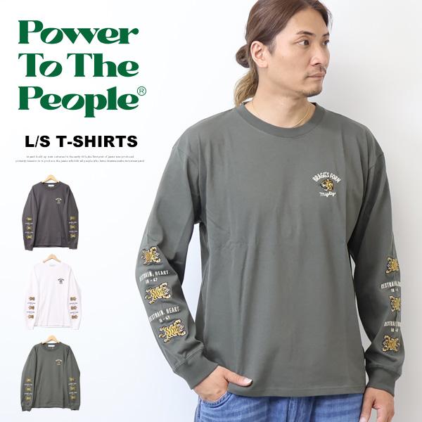 POWER TO THE PEOPLE パワートゥザピープル トラ袖刺繍 長袖Tシャツ 長T ロンT...