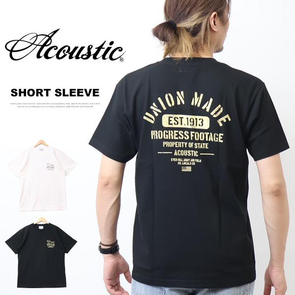 ACOUSTIC アコースティック プリント 半袖Tシャツ ミリタリー 半T メンズ AC25208