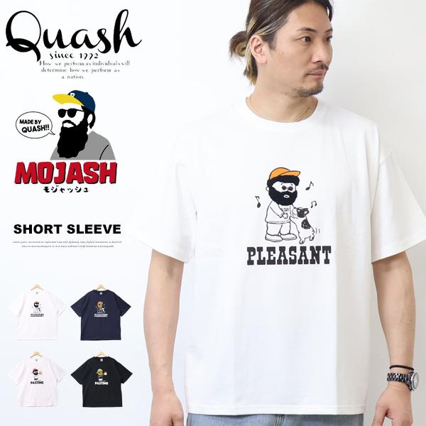 Quash クアッシュ MOJASH モジャッシュ ヒゲおじさんキャラ プリント サガラ刺繍 半袖T...