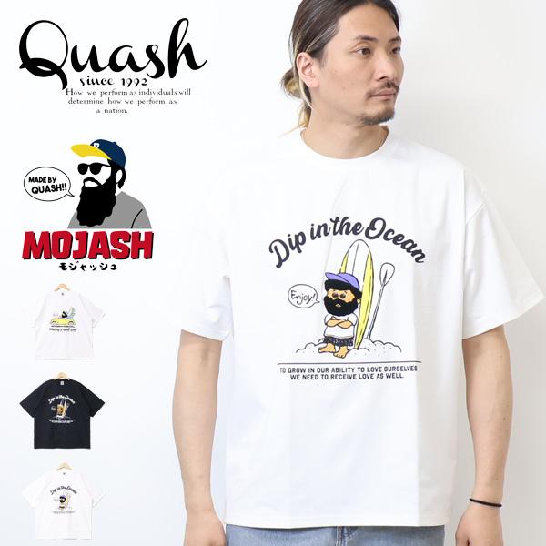 Quash クアッシュ MOJASH モジャッシュ ヒゲおじさんキャラ プリント サガラ刺繍 半袖T...