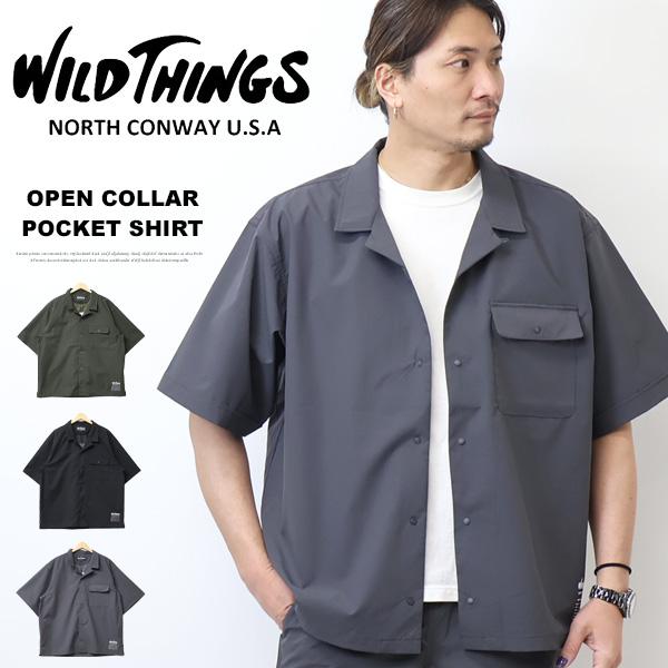WILD THINGS ワイルドシングス オープンカラー 胸ポケット 半袖シャツ メンズ 送料無料 ...