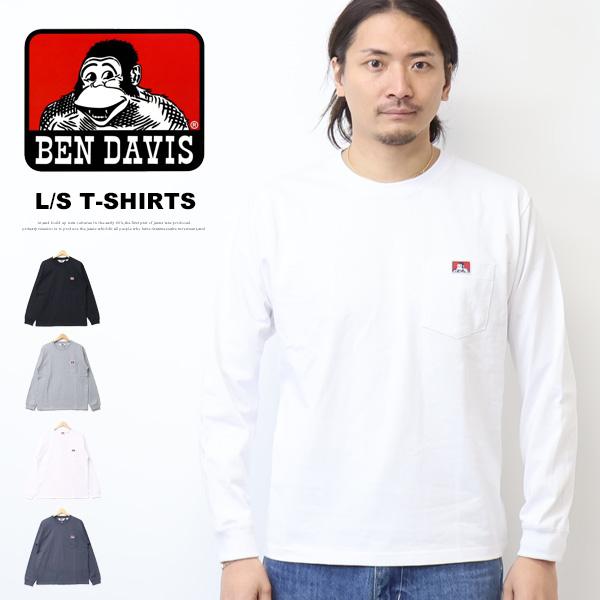 BEN DAVIS ベンデイビス 胸ポケット 長袖Tシャツ ロンT 長T レギュラーフィット メンズ...