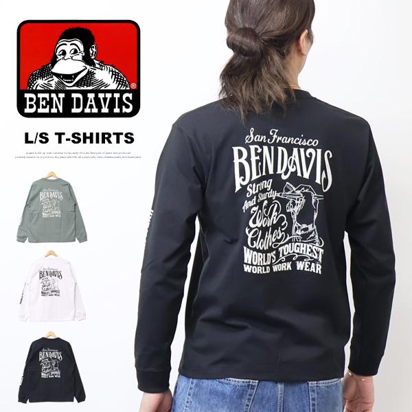 BEN DAVIS ベンデイビス プリント 長袖Tシャツ ロンT 長T レギュラーフィット メンズ ...