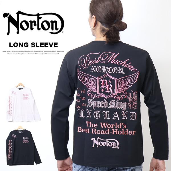 Norton ノートン ピンクメタルストーン MAX ロンT メンズ カットソー 長T 長袖Tシャツ...