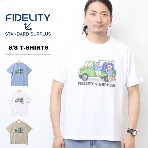 FIDELITY フィデリティ 猫 キャット プリント 半袖Tシャツ 半T メンズ 26575116