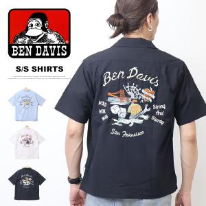 BEN DAVIS ベンデイビス FORTUNE刺繍 半袖シャツ メンズ オープンカラーシャツ ワークシャツ ベンデビ ゴリラ 送料無料 26580014