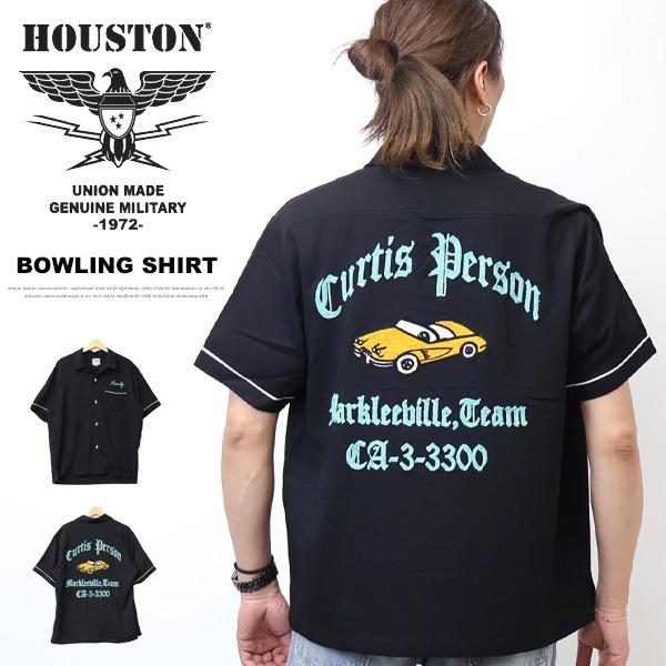 HOUSTON ヒューストン ボーリングシャツ 半袖シャツ CAR オープンカラーシャツ ボウリング...