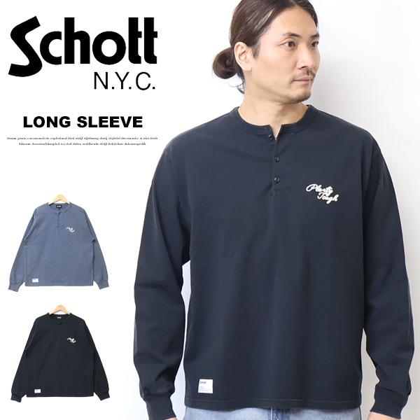 Schott ショット プレンティタフ 刺繍ヘンリーネックロンT 長袖Tシャツ メンズ 長T 送料無...