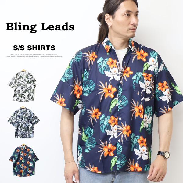 Bling Leads 半袖 総柄 アロハシャツ 半袖シャツ メンズ ABM22295