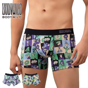 GUNZE グンゼ BODY WILD ボディワイルド ボクサーパンツ 前とじ 綿混 総柄 アンダーウェア 下着 パンツ メンズ BWG202A