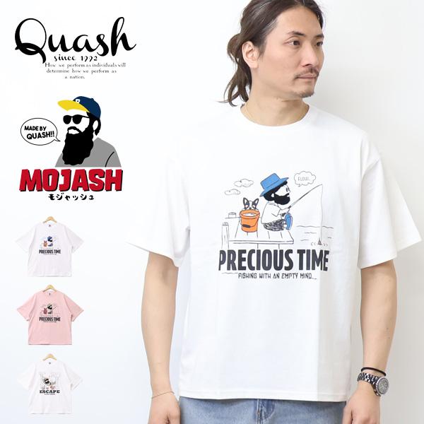 Quash クアッシュ MOJASH モジャッシュ ヒゲおじさんキャラ プリント サガラ刺繍 半袖T...