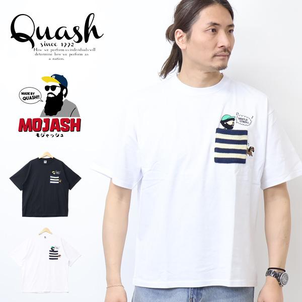 Quash クアッシュ MOJASH モジャッシュ ボーダーニット ハイド刺繍 半袖Tシャツ 半T ...