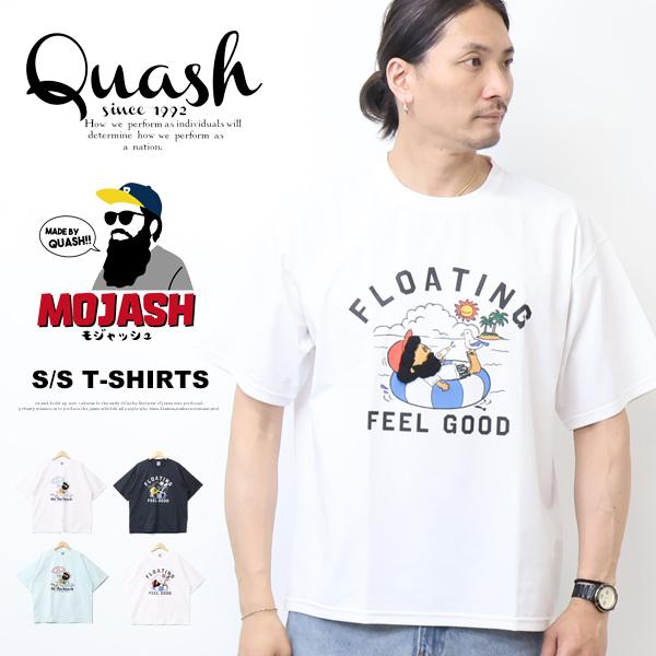 Quash クアッシュ MOJASH モジャッシュ ヒゲおじさんキャラ プリント サガラ刺繍 半袖T...