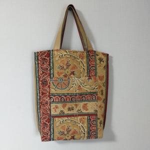 ハンドメイド◇着物・帯リメイクトートバッグ ゴールドオレンジ