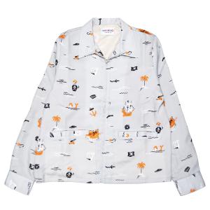 weirdo レーヨン シャツ glad hand WEIRDO（ウィアード） ボーダー オープンカラーシャツ 長袖 メンズ