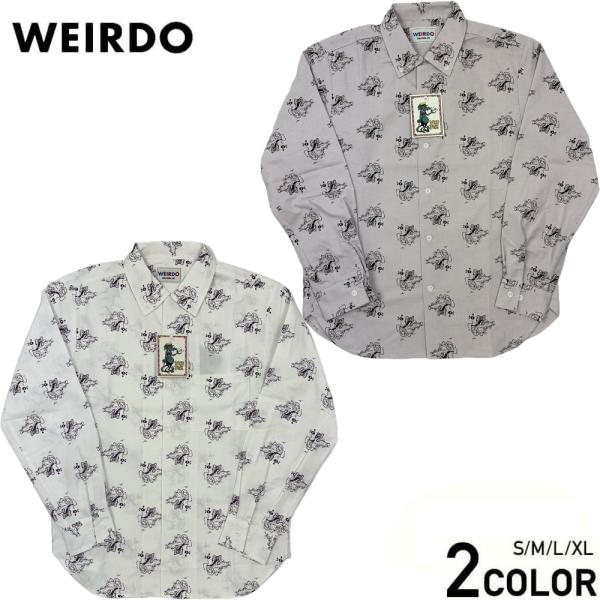 ウィアード ボタンダウン シャツ 総柄  長袖 メンズ WEIRDO WRD FINK - L/S ...