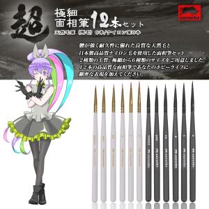 aurochs EZ-tools 極細面相筆12本セット 天然馬毛筆6本/ナイロン筆6本 ペイント 絵筆 プラモデル フィギュア 水彩画 アクリル画 日本画 デザイン ネイル｜rezuell