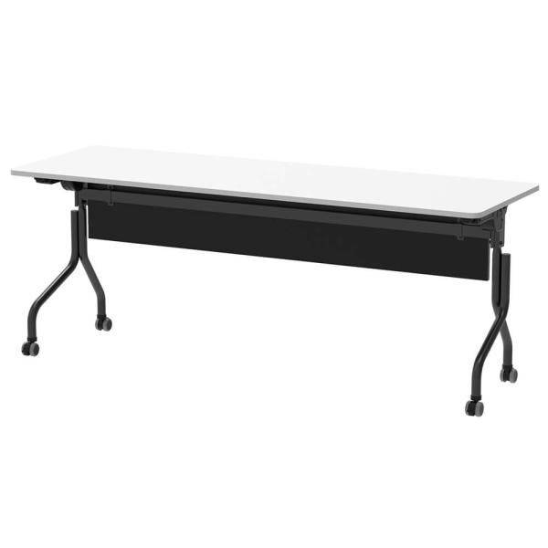 パラレル フォールディングテーブル W1800×D600 ホワイト×ブラック脚 幕板付き RFPFT...