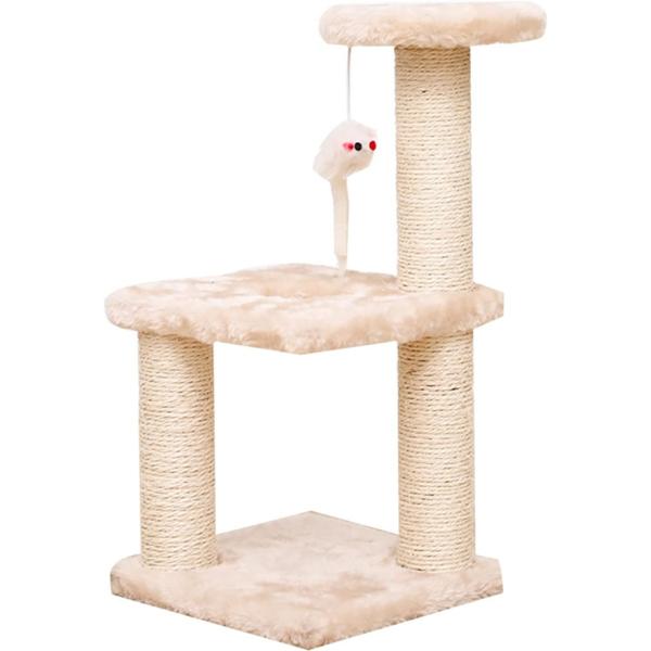 キャットタワー ミニ 20*20*40cm 猫タワー 木製 小型猫用 爪とぎ 玩具付き 子猫 昼寝タ...