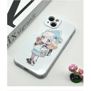 ケース iPhone14 13 12 11 Pro Max 二次元 白髪の少女 かわいい 制服女の子...