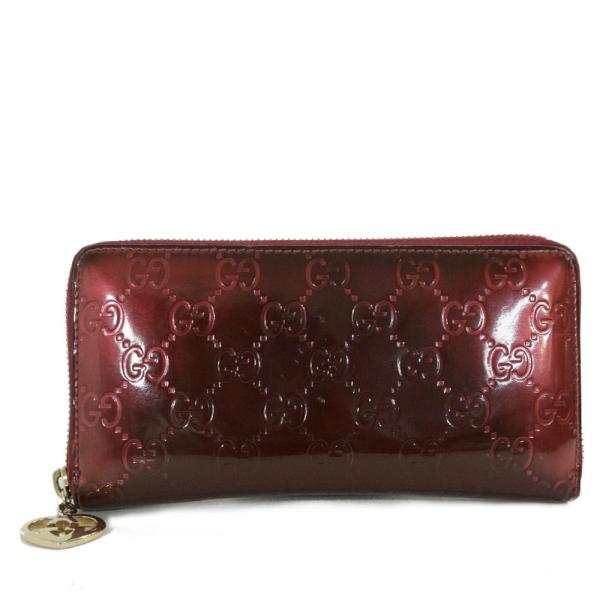 グッチ グッチシマ・ラウンドファスナー長財布/308005/レッド系×ゴールド/GUCCI 翌日配送...