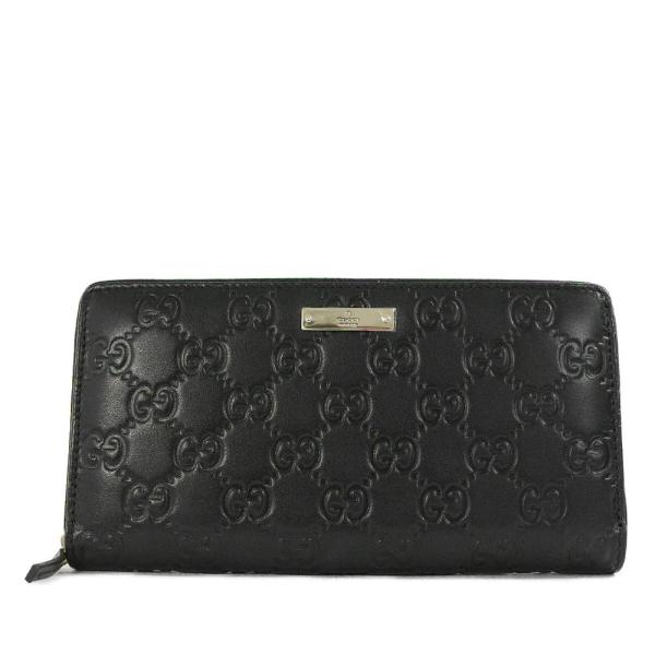 美品・グッチ グッチシマ・ラウンドファスナー長財布/112724/ブラック×ゴールド/GUCCI 翌...