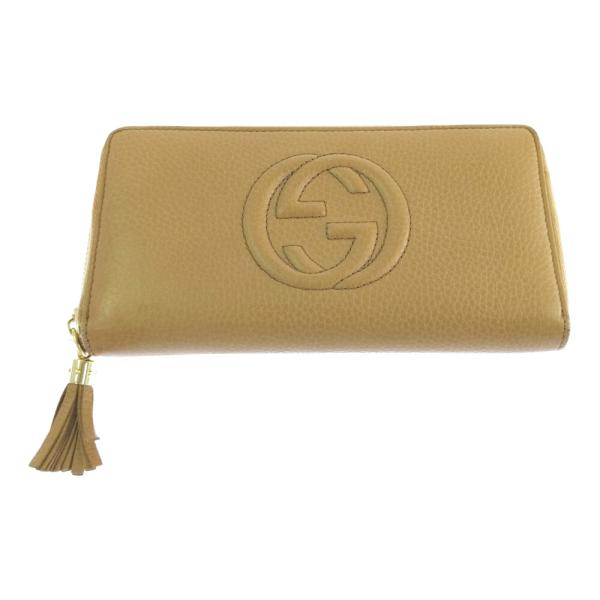 GUCCI グッチ ソーホー フリンジ タッセル ラウンドファスナー 長財布/ブラウン/B11/B4...