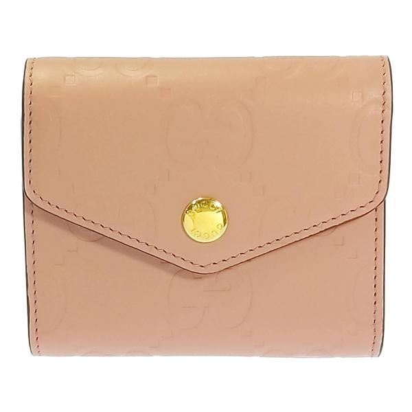GUCCI グッチ 3つ折り財布 GGロゴ ミディアム  ウォレット ローズベージュ 772793 ...