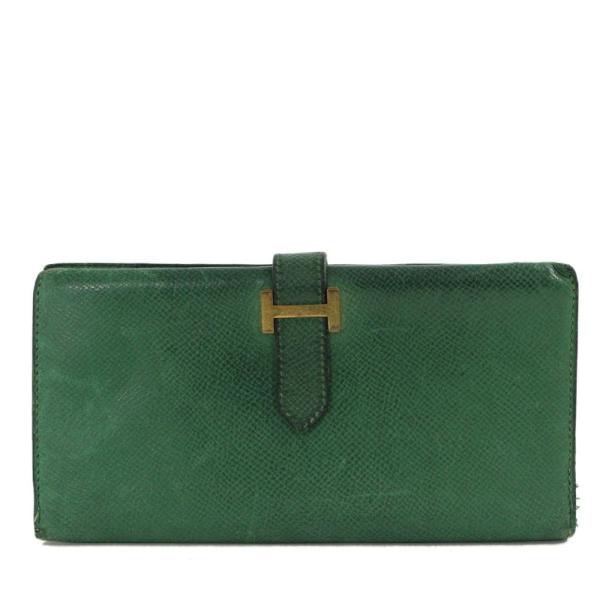 エルメス ベアン・長財布・ヴォーグレネクシュベル/グリーン×ゴールド/HERMES 翌日配送可/20...