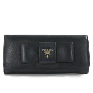 プラダ サフィアーノ・リボン・ロゴ・長財布/1M0506/ブラック×ゴールド/PRADA 翌日配送可/219060｜rfstore