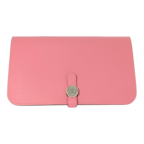 HERMES エルメス ドゴンGM・シルバー金具 長財布/ローズアザレ/プレゼント/記念日/b250...