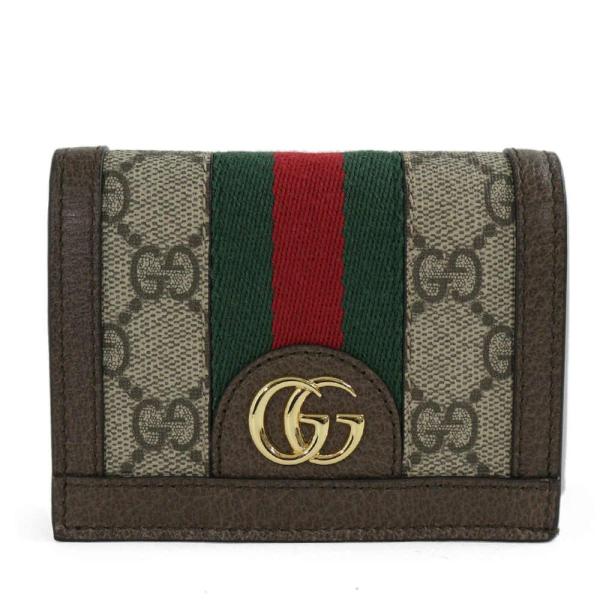 グッチ オフィディア・GGカードケース(コイン＆紙幣入れ付)・ダブルG ウェブストライプ 2つ折り財...